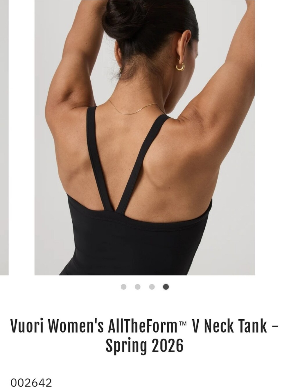 VUORI ALL THE FORM V-NECK TANK IN BLACK / SZ:XLARGE